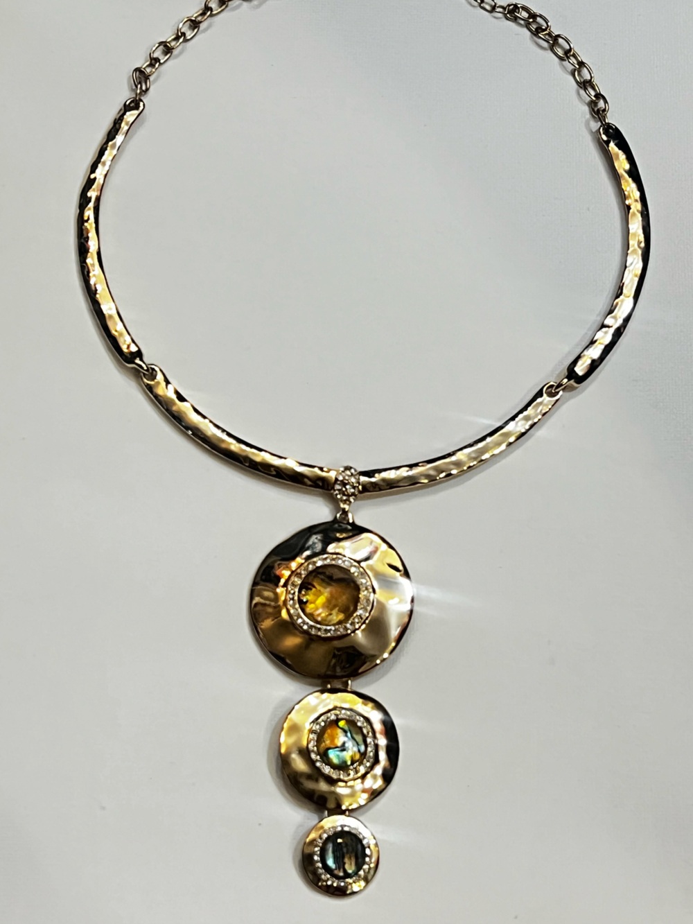 Bella Jack Gold-Tone abalone style / rhinestone necklace